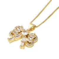 Brass Pave Clear Cubic Zirconia Pendant Necklaces for Women