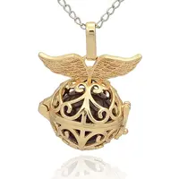 Golden Tone Brass Hollow Round Cage Pendants