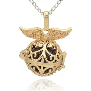 Golden Tone Brass Hollow Round Cage Pendants