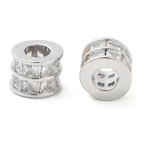 Brass Micro Pave Clear Cubic Zirconia Beads