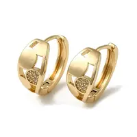 Brass Micro Pave Cubic Zirconia Hoop Earring