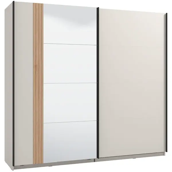 Posuvná šatní skříň se zrcadlem katharos-béžová/dub artisan - základní