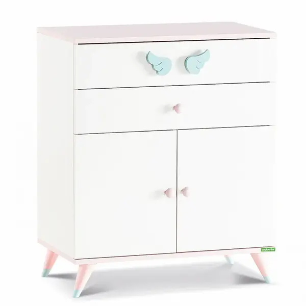 Komoda sunbow - béžová/růžová/modrá
