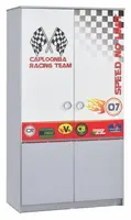 Šatní skříň 2d grand prix - šedá/bílá/červená