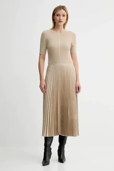 Šaty BOSS Fadridi modrá barva, midi, 50535658