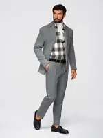 Ombre Men's knitted jacket with a fitted cut - light grey