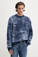 Svetr s příměsí vlny Hugo Blue Sorbas tmavomodrá barva, 50548834