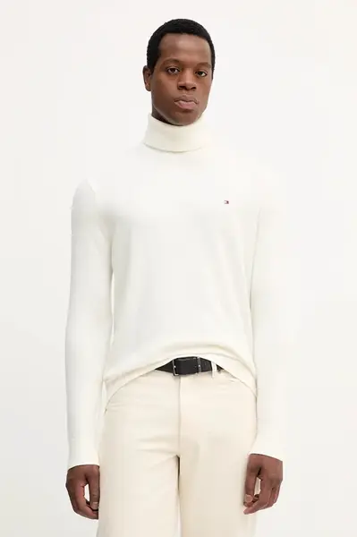 Svetr s příměsí kašmíru Tommy Hilfiger tmavomodrá barva, s golfem, MW0MW28048