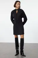 Trendyol Black A-Line Mini Window Detailed Woven Dress