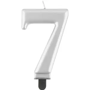 Svička Číslice 7 stříbrná metalická 8 cm