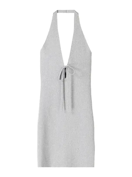 Bershka Pletené šaty  strieborná