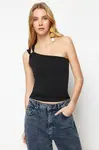 Trendyol Black One Shoulder Fitted Stretchy Knitted Blouse