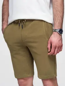 Ombre Men's pre-knee BASIC sweat shorts - olive