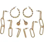 Různé řetízkové náušnice 5-balení - zlaté barvy