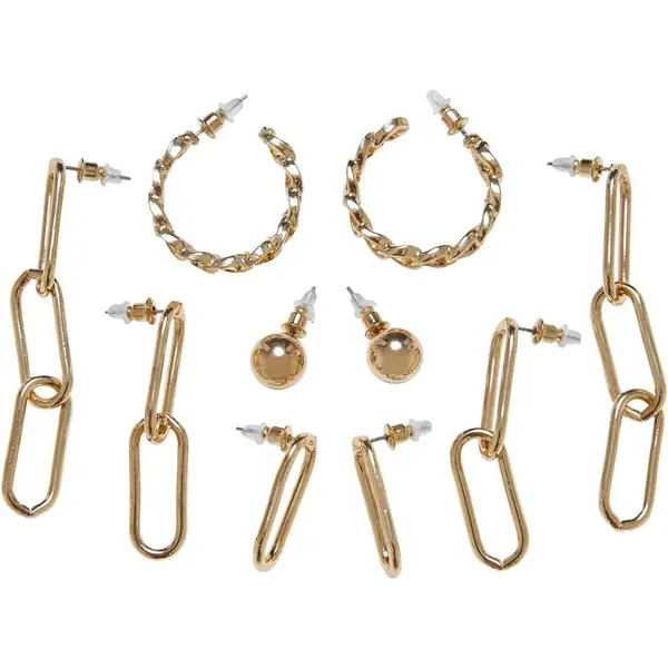 Různé řetízkové náušnice 5-balení - zlaté barvy