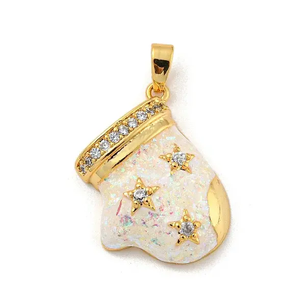 Christmas Brass Micro Pave Cubic Zirconia Pendants