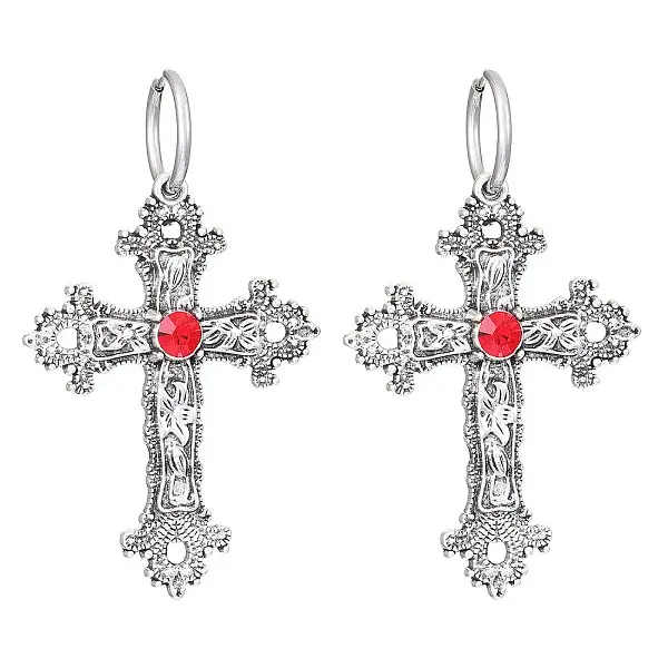 Alloy Cross Hoop Earrings
