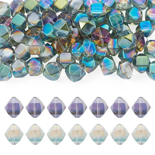 60Pcs 2 Colors Electroplate Glass Beads