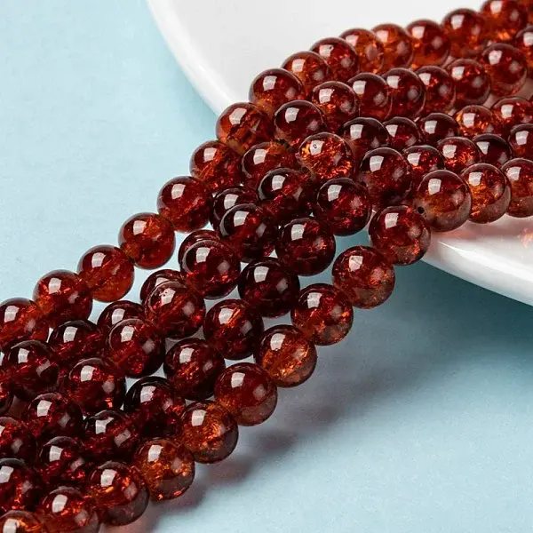 Spray Painted Crackle Glass Beads Strands