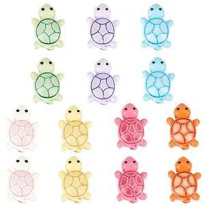 14Pcs 7 Colors Spray Painted Alloy Beads with Glitter Sheet