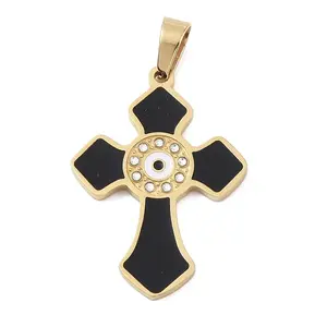 Ion Plating(IP) 304 Stainless Steel Enamel Rhinestone Pendants