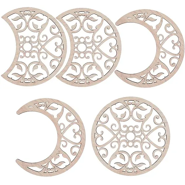 Wooden Moon Phase Decor Wall Decorations Set