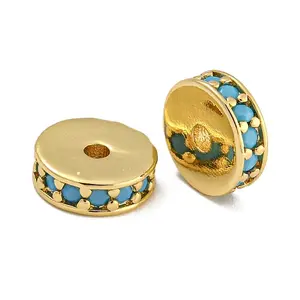 Rack Plating Brass Micro Pave Cubic Zirconia Beads