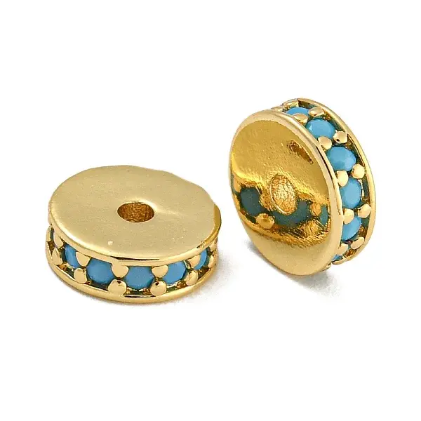 Rack Plating Brass Micro Pave Cubic Zirconia Beads