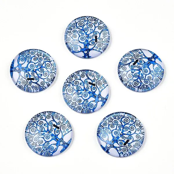 Half Round/Dome Tree Pattern Glass Flatback Cabochons for DIY Projects