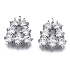 Brass Inlaid Clear Cubic Zirconia Pendants
