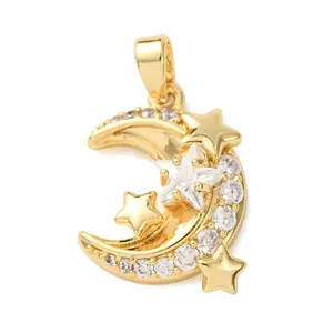 Brass Micro Pave Clear Cubic Zirconia Pendants