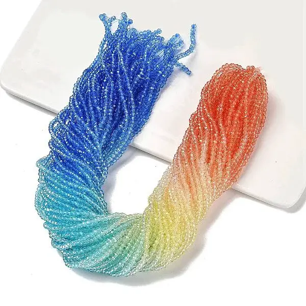 Transparent Painted Glass Beads Strands