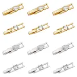 12Pcs 4 Styles Brass Micro Pave Clear Cubic Zirconia Fold Over Clasps