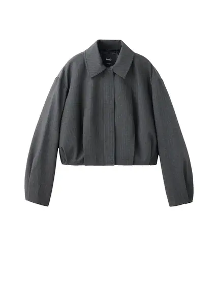 MANGO Prechodná bunda 'SOUFFLE'  tmavosivá / biela