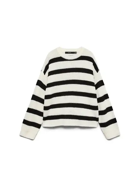 VERO MODA Sveter 'VMLEA'  čierna / biela