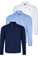 TRIPLE SET G674 DEWBERRY MEN'S SHIRT-NAVY-WHITE-BABY BLUE