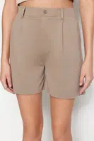 Trendyol Mink Volné Vysoké Pasové Interlock Chytré Pletené Kraťasy