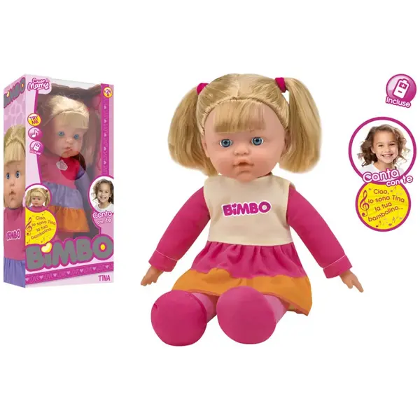 Bábika s mäkkým telíčkom BIMBO Tina hrajúca 44cm-MOVEO