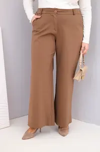 Plus size nohavice s vysokým pásom a širokými nohavicami