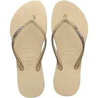Žabky Havaianas SLIM SPARKLE II dámske, béžová farba, na plochom podpätku, 4146093.0154
