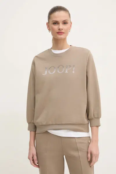 Mikina Joop! dámska, béžová farba, s nášivkou, 30044799 10007096