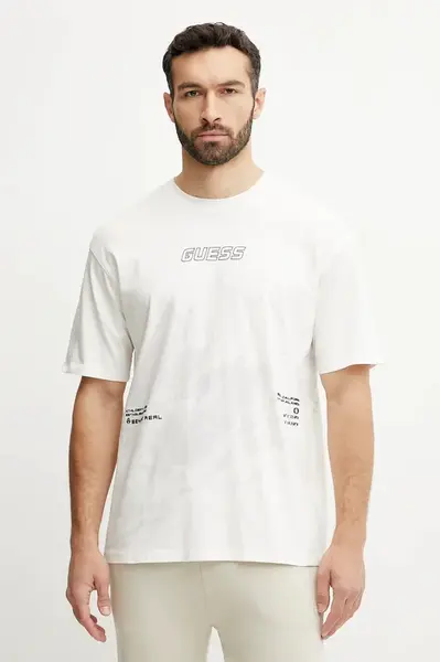 Bavlněné tričko Guess KOCHA bílá barva, s potiskem, Z5GI05 I3Z14