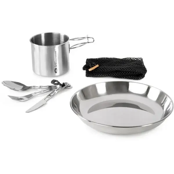 GSI Outdoors GLACIER STAINLESS 1 PERSON SET Kempingový riad, strieborná, veľkosť