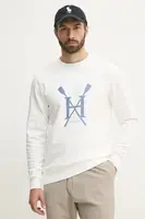 Bavlněná mikina Hackett London pánská, bílá barva, s potiskem, HM581350