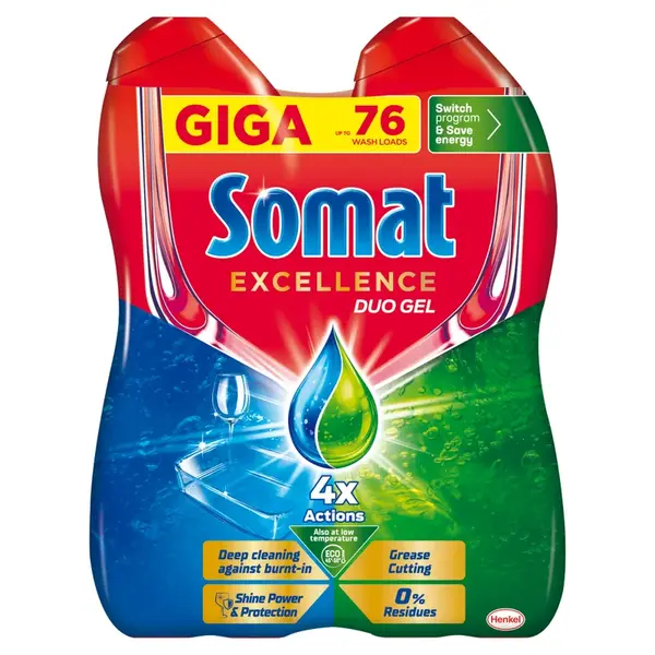 Somat Gel do myčky Excellence Anti-Grease 76 dávek 2x684 ml