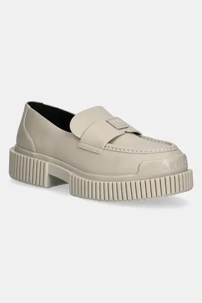 Kožené mokasíny Armani Exchange dámské, béžová barva, na platformě, XDA006 XV874 00578