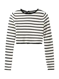 Bershka Sveter  čierna / biela