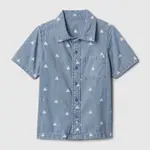Modrá chlapčenská vzorovaná rifľová košeľa s krátkym rukávom GAP