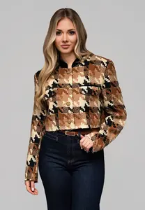 Edoti Women's short stand-up jacket with wool OW-BLZB-0103 v1