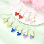 Flower with Round Acrylic & Glass Bead Dangle Earrings